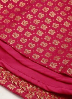 Pink Jacquard Draped Yoke Gown Party Wear -ZariGrace Shop Pink Jacquard Draped Yoke Gown IWBS02201205 rrc4