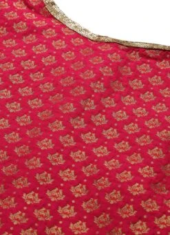 Pink Jacquard Round Neck Kurti Festive Wear -ZariGrace Shop Pink Jacquard Round Neck Kurti KRBS02307674 rrc1