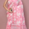 Pink Linen Saree After Six Wear -ZariGrace Shop Pink Linen Saree SAOAKS1639 l