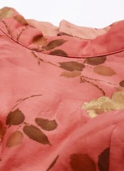 Pink Modal Chanderi Gathered Dress After Six Wear -ZariGrace Shop Pink Modal Chanderi Gathered Dress DRBS02104282 rrc1