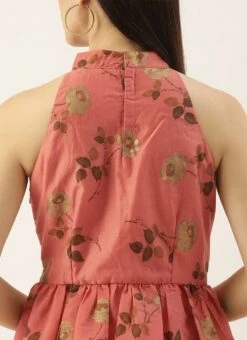 Pink Modal Chanderi Gathered Dress After Six Wear -ZariGrace Shop Pink Modal Chanderi Gathered Dress DRBS02104282 rrc2