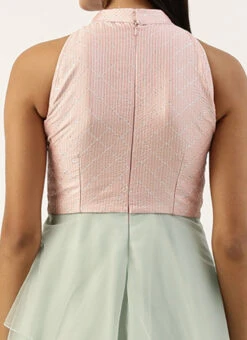 Pink N Green Embroidered Asymmetric Gown Festive Wear 15 Pink N Green Embroidered Asymmetric Gown Festive Wear -ZariGrace Shop Pink N Green Embroidered Asymmetric Gown IWBS02211160 rrc2