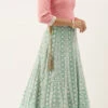 Pink N Green Embroidered Kali Lehenga Wedding Wear