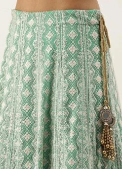 Pink N Green Embroidered Kali Lehenga Wedding Wear -ZariGrace Shop Pink N Green Embroidered Kali Lehenga GHBS02006246 rrc2