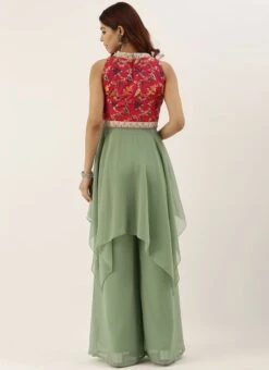 Pink N Green Handkerchief Style Kurti Festive Wear -ZariGrace Shop Pink N Green Handkerchief Style Kurti KRBS02307696 b