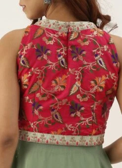 Pink N Green Handkerchief Style Kurti Festive Wear -ZariGrace Shop Pink N Green Handkerchief Style Kurti KRBS02307696 rrc2