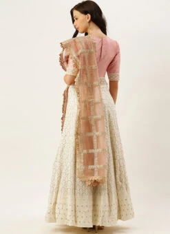 Pink N Off White Embroidered Kali Lehenga Wedding Wear -ZariGrace Shop Pink N Off White Embroidered Kali Lehenga GHBS02008812 b