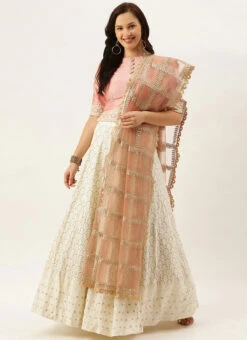Pink N Off White Embroidered Kali Lehenga Wedding Wear -ZariGrace Shop Pink N Off White Embroidered Kali Lehenga GHBS02008812 u