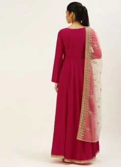 Pink N White Embroidered Anarkali Suit Festive Wear -ZariGrace Shop Pink N White Embroidered Anarkali Suit SLBS02111064 b