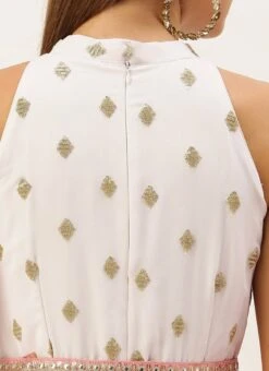 Pink N White Embroidered Handkerchief Gown Party Wear -ZariGrace Shop Pink N White Embroidered Handkerchief Gown IWBS02105331 rrc2