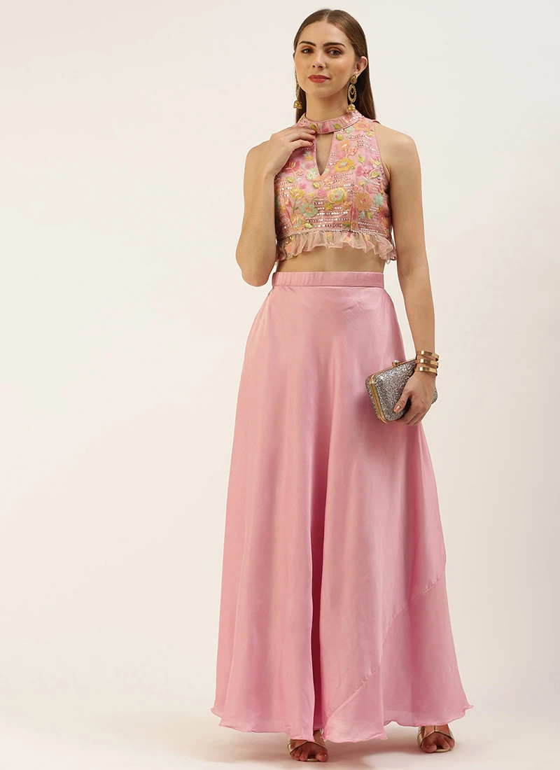 Skirt From Pink Net Thread Embroidered Skirt Set After Six Wear 5 Skirt From Pink Net Thread Embroidered Skirt Set After Six Wear - Image 3