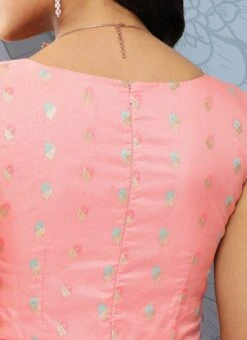 Pink Organza Jacquard Maxi Dress Festive Wear -ZariGrace Shop Pink Organza Jacquard Maxi Dress DRBS02301035 rrc2