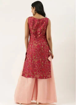 Pink Printed Boat Neck Kurta Set Festive Wear -ZariGrace Shop Pink Printed Boat Neck Kurta Set KSBS02012728 b