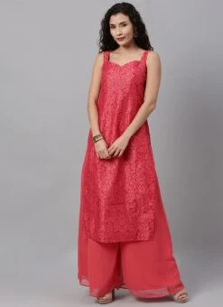 Pink Printed Strap Neck Style Kurti Festive Wear -ZariGrace Shop Pink Printed Strap neck Style Kurti KRBS02307677 u