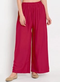 Pink Rayon Palazzo Pant Work Wear -ZariGrace Shop Pink Rayon Palazzo Pant WBDMF640 u