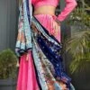 Pink Satin Silk Digital Printed Work A Line Lehenga Navy Blue Dupatta Festive Wear -ZariGrace Shop Pink Satin Silk Digital Printed Work A Line Lehenga Navy Blue Dupatta GHSKA4521117 l