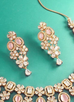 Pink Stones Necklace Set Party Wear