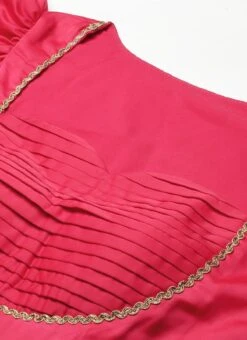 Dupatta From Pink Taffeta Jacquard Anarkali Set After Six Wear -ZariGrace Shop Pink Taffeta Jacquard Anarkali Set SLBS02301044 rrc1