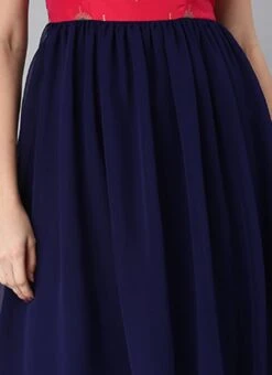 Pink Taffeta Jacquard N Navy Blue Dress Festive Wear -ZariGrace Shop Pink Taffeta Jacquard N Navy Blue Dress DRBS02205006 rrc3