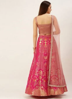 Pinlk Taffeta N Green Art Silk Lehenga Festive Wear -ZariGrace Shop Pinlk Taffeta N Green Art Silk Lehenga GHBS02109737 b