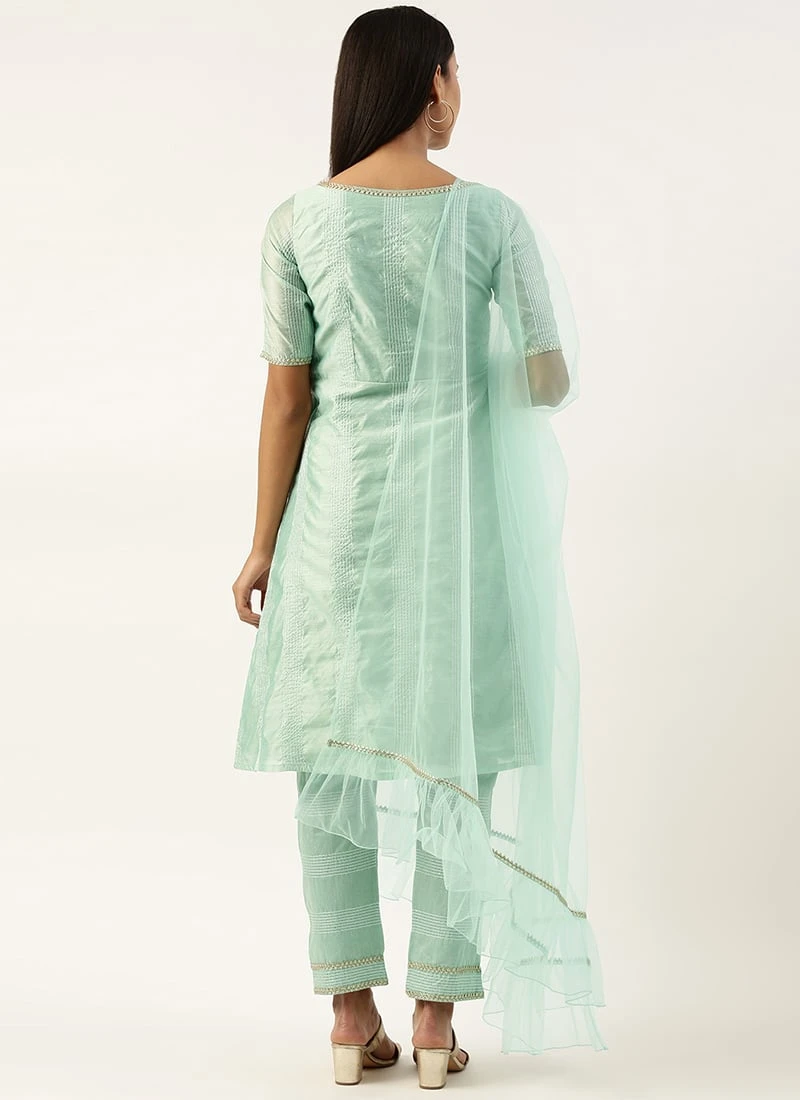 Bottom From Pista Green Chanderi Straight Kurta Set After Six Wear 6 Bottom From Pista Green Chanderi Straight Kurta Set After Six Wear - Image 4