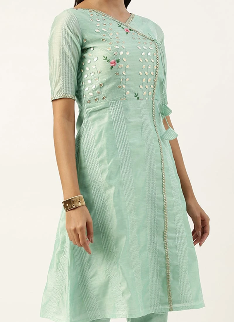 Bottom From Pista Green Chanderi Straight Kurta Set After Six Wear 3 Bottom From Pista Green Chanderi Straight Kurta Set After Six Wear