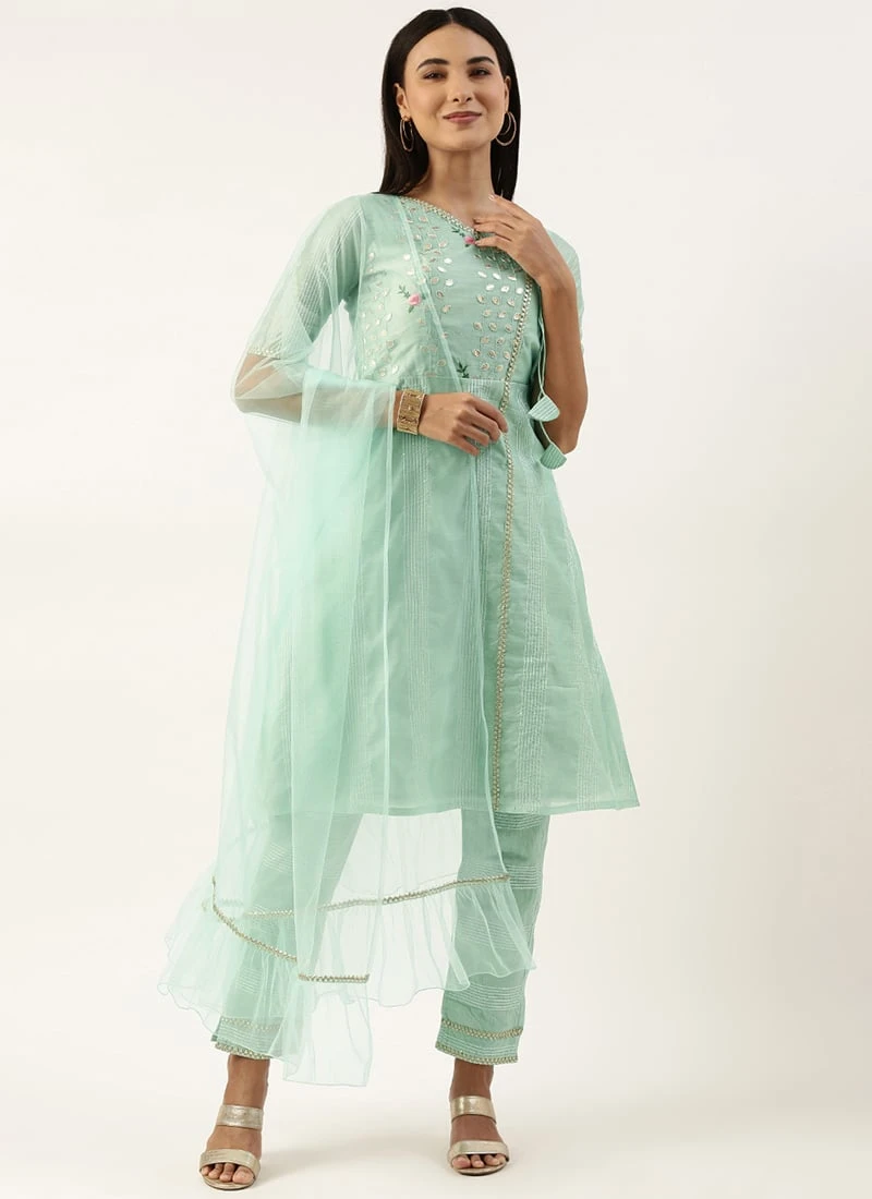 Bottom From Pista Green Chanderi Straight Kurta Set After Six Wear 5 Bottom From Pista Green Chanderi Straight Kurta Set After Six Wear - Image 3