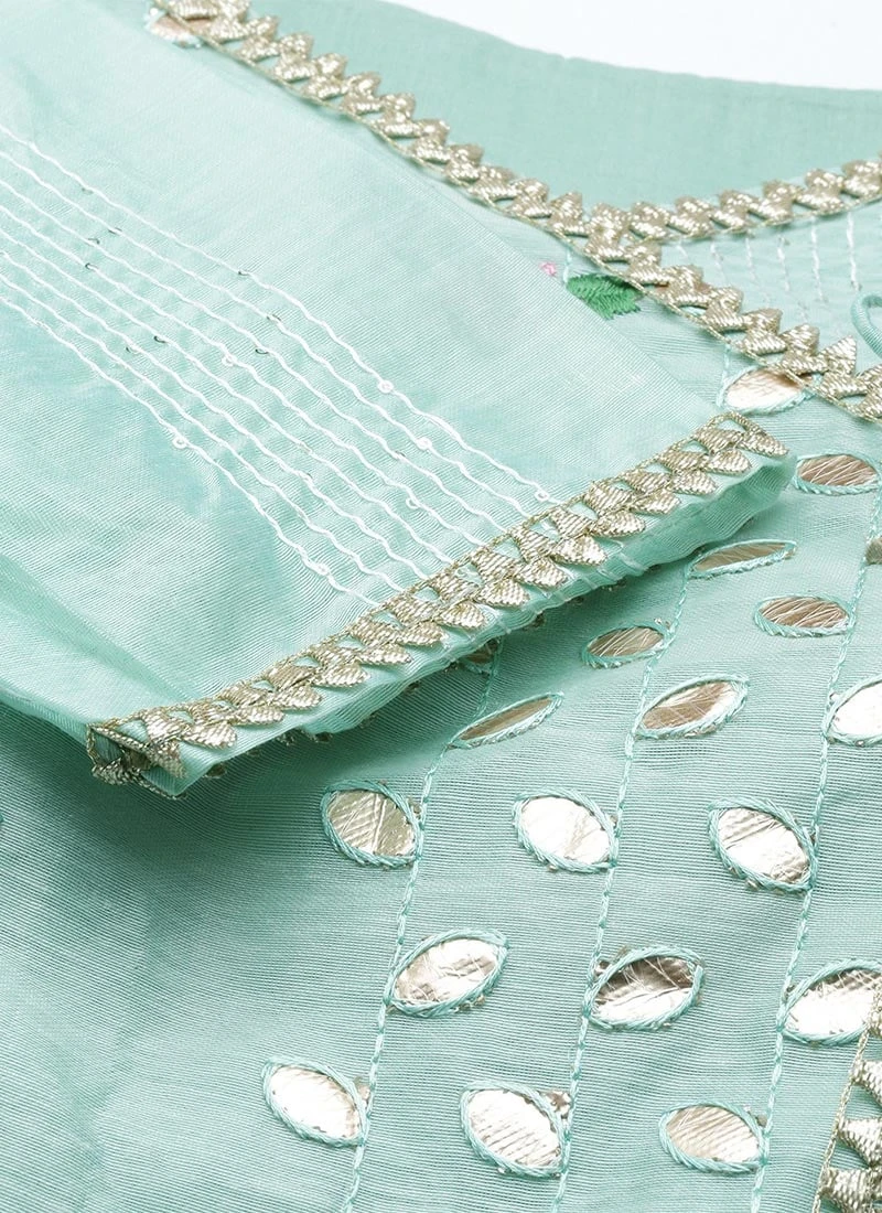 Dupatta From Pista Green Chanderi Straight Kurta Set After Six Wear 10 Dupatta From Pista Green Chanderi Straight Kurta Set After Six Wear - Image 8