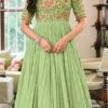 Pista Green Georgette Embroidered N Stones Anarkali Suit Party Wear -ZariGrace Shop Pista Green Georgette Embroidered N Stones Anarkali Suit SLSAK30041380 l
