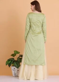 Top From Pista Green N Cream Printed Sharara Set After Six Wear -ZariGrace Shop Pista Green N Cream Printed Sharara Set SLBS02306316 b 2