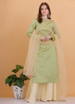 Top From Pista Green N Cream Printed Sharara Set After Six Wear -ZariGrace Shop Pista Green N Cream Printed Sharara Set SLBS02306316 u 2