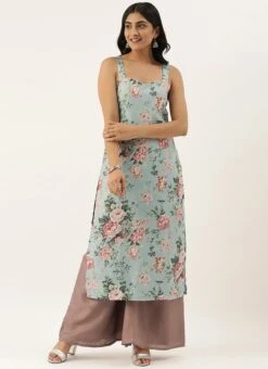 Pista Green N Pale Mauve Kurta Sets After Six Wear -ZariGrace Shop Pista Green N Pale Mauve Kurta Sets KSBS02102831 u