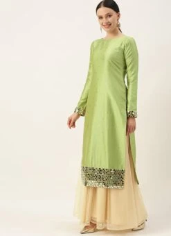 Pista Green Taffeta Top Festive Wear -ZariGrace Shop Pista Green Taffeta Top KRBS02307690 u