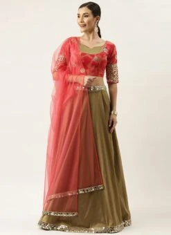 Prairie Sand N Red Gota Embroidered Lehenga Set Festive Wear -ZariGrace Shop Prairie Sand N Red Gota Embroidered Lehenga set GHBS02110857 u