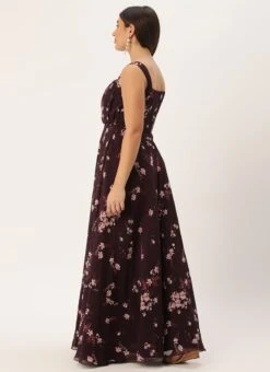 Purple Georgette Digital Printed Dress Party Wear -ZariGrace Shop Purple Georgette Digital Printed Dress DRBS02302297 b