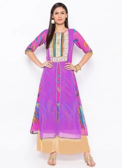 Purple Georgette Digital Printed Kurta Palazzo Set After Six Wear 8 Purple Georgette Digital Printed Kurta Palazzo Set After Six Wear -ZariGrace Shop Purple Georgette Digital Printed Kurta Palazzo Set KRSMNC2076KS u
