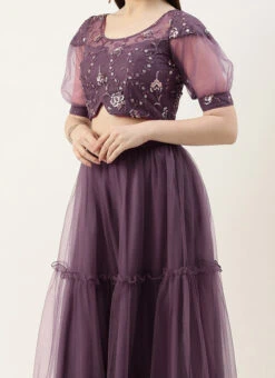 Purple Net Sequins Embroidered Lehenga Festive Wear