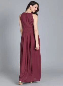 Purple Halter Neck Gown After Six Wear -ZariGrace Shop Purple TENCEL Halter Neck Gown IWBS01911438 b
