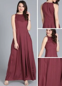 Purple Halter Neck Gown After Six Wear -ZariGrace Shop Purple TENCEL Halter Neck Gown IWBS01911438 gl