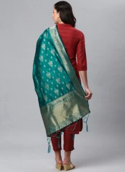Rama Green Benarasi Silk Jacquard Woven Dupatta Festive Wear -ZariGrace Shop Rama Green Benarasi Silk Jacquard Woven Dupatta DPSLI1403107RG b