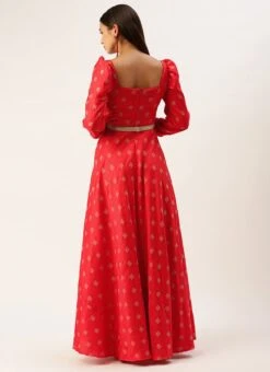 Red Art Silk Maxi Dress Festive Wear -ZariGrace Shop Red Art Silk Maxi Dress DRBS02302204 b