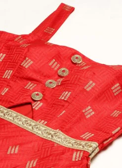 Red Art Silk Strap Neck Style Maxi Dress Festive Wear -ZariGrace Shop Red Art Silk Strap Neck Style Maxi Dress DRBS02301108 rrc1