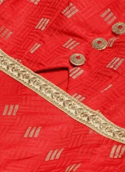 Red Art Silk Strap Neck Style Maxi Dress Festive Wear -ZariGrace Shop Red Art Silk Strap Neck Style Maxi Dress DRBS02301108 rrc3