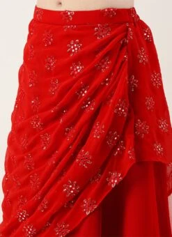 Red Georgette Draped Lehenga Set Party Wear -ZariGrace Shop Red Georgette Draped lehenga Set GHBS02211188 rrc2