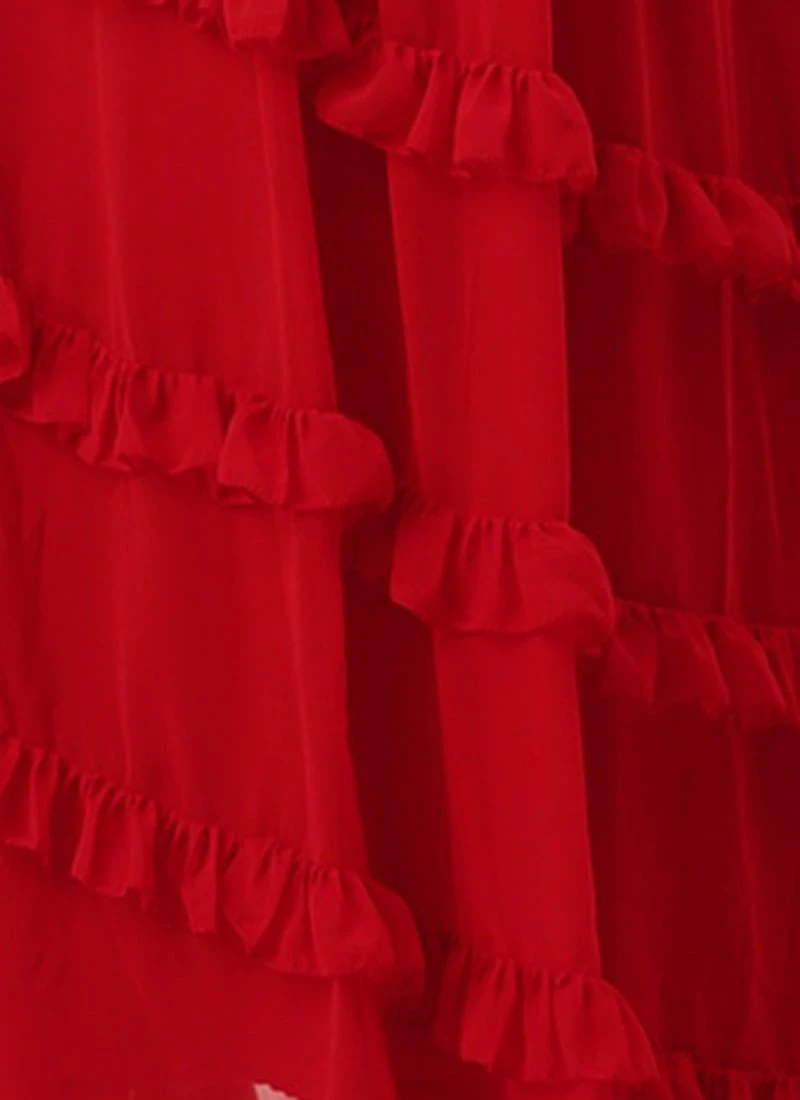 Red Georgette Embroidered Maxi Dress Festive Wear 10 Red Georgette Embroidered Maxi Dress Festive Wear - Image 8