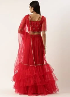Dupatta From Red Georgette Sequins Layered Lehenga After Six Wear 13 Dupatta From Red Georgette Sequins Layered Lehenga After Six Wear -ZariGrace Shop Red Georgette Sequins Layered Lehenga GHBS02209738 b