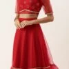 Dupatta From Red Georgette Sequins Layered Lehenga After Six Wear -ZariGrace Shop Red Georgette Sequins Layered Lehenga GHBS02209738 l