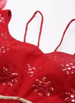 Dupatta From Red Georgette Sequins Layered Lehenga After Six Wear 14 Dupatta From Red Georgette Sequins Layered Lehenga After Six Wear -ZariGrace Shop Red Georgette Sequins Layered Lehenga GHBS02209738 rrc1
