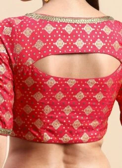 Red Jacquard Viscose Blouse Festive Wear -ZariGrace Shop Red Jacquard Viscose Blouse BLBS02303869 rrc2