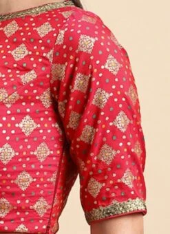 Red Jacquard Viscose Blouse Festive Wear -ZariGrace Shop Red Jacquard Viscose Blouse BLBS02303869 rrc3